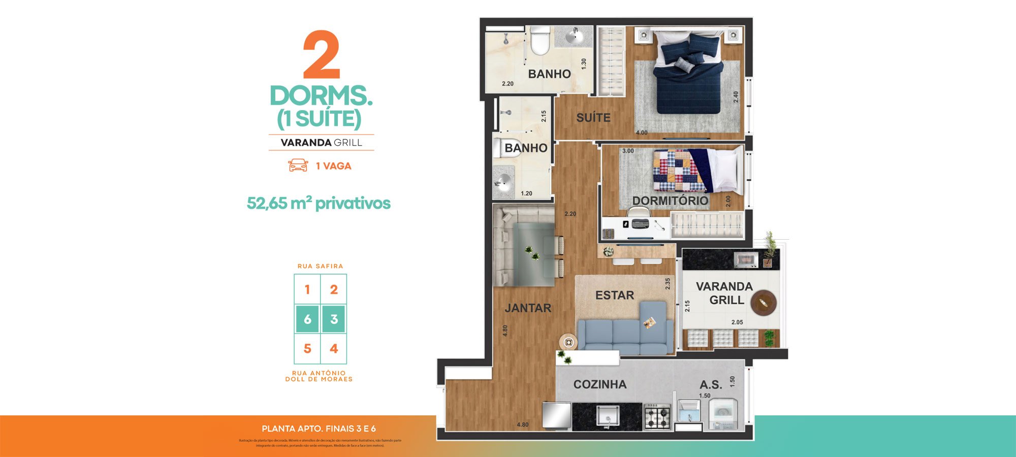 Planta do apartamento - opção 2